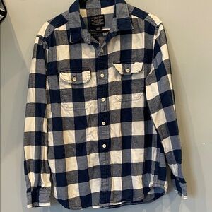 Blue and White Plaid Button-Up Shirt men’s large American eagle